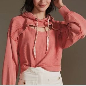 Anthropologie Pilcro Cutout Hoodie in Medium Pink XL